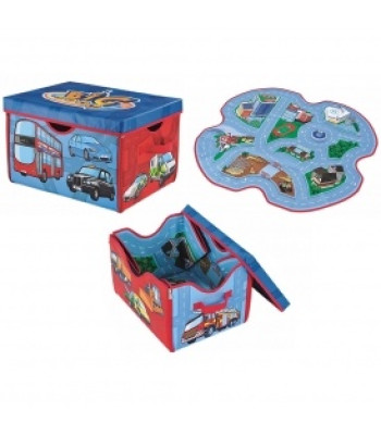 Žaislų dėžė 2in1 išsilankstanti į žaidimų kilimėlį su keliais